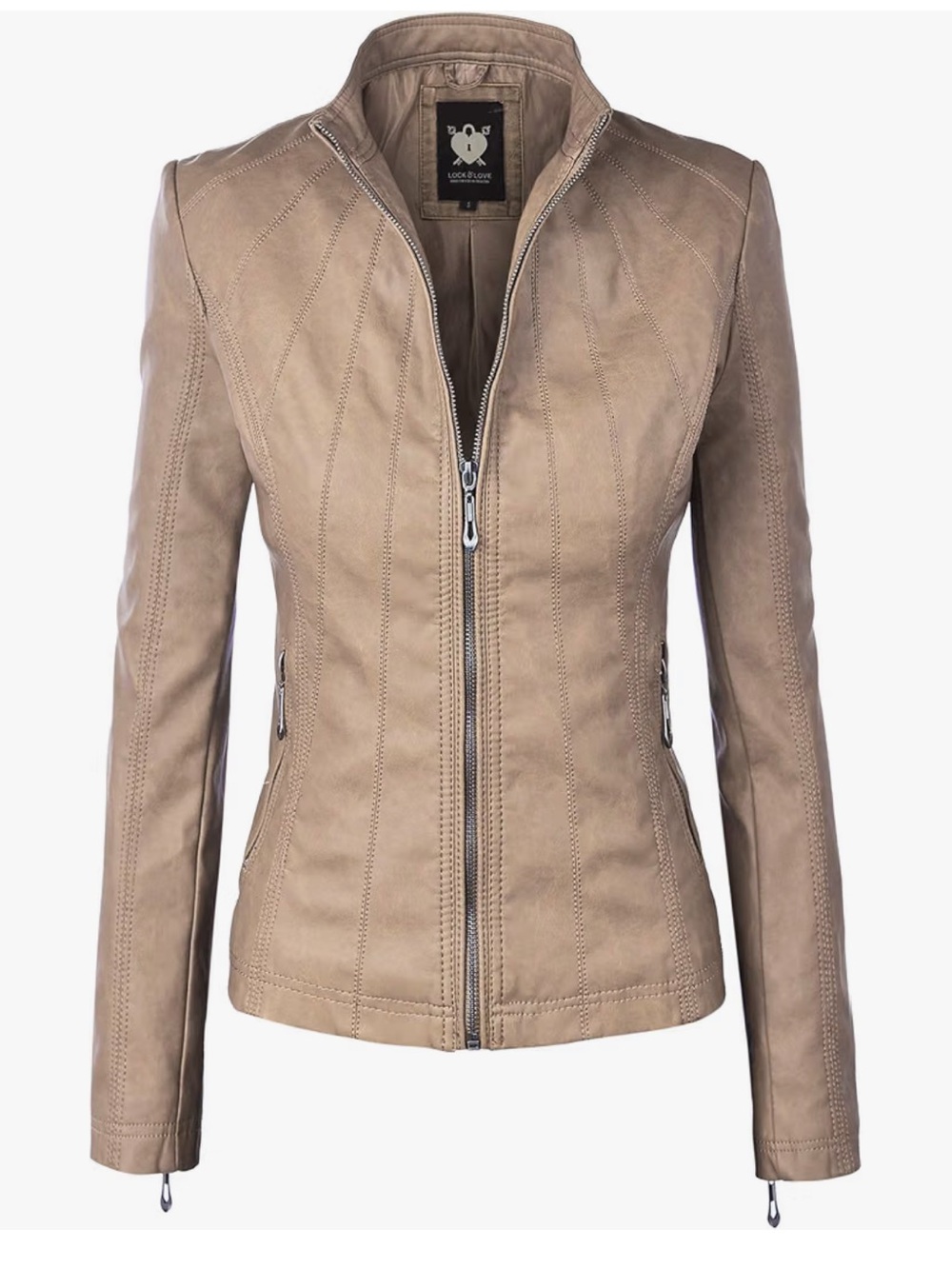 Leather-Style Women's Jacket in Khaki - Lock & Love